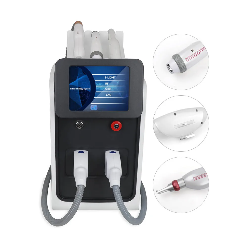 3 In 1 Opt Nd Yag Face Skin Whitening Rf Ipl Dispositivo Di Depilazione Laser Diodo Di Raffreddamento