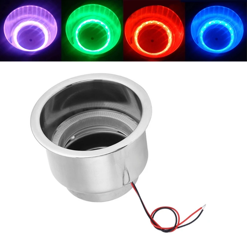 

Stainless Steel Light Cup Holder with 15 LEDs Corrosion Resistant Suitable for Marine Boat Car Truck for Camper