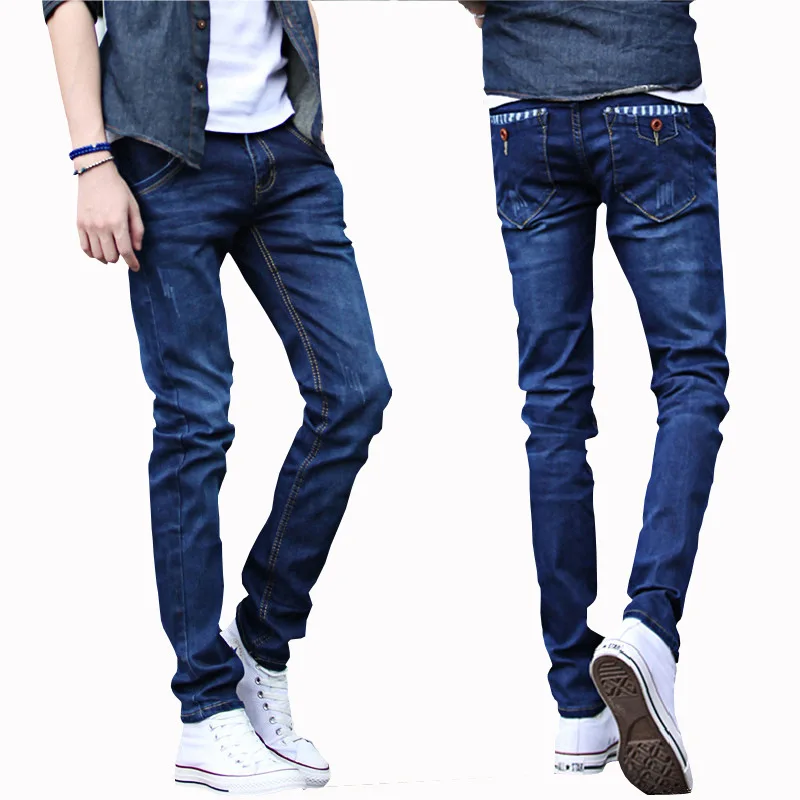 Korean Slim Skinny Jeans Spring Autumn Men\'s Handsome Casual Long Trousers Thin Students Youth Teenagers Men\'s Pencil Pants