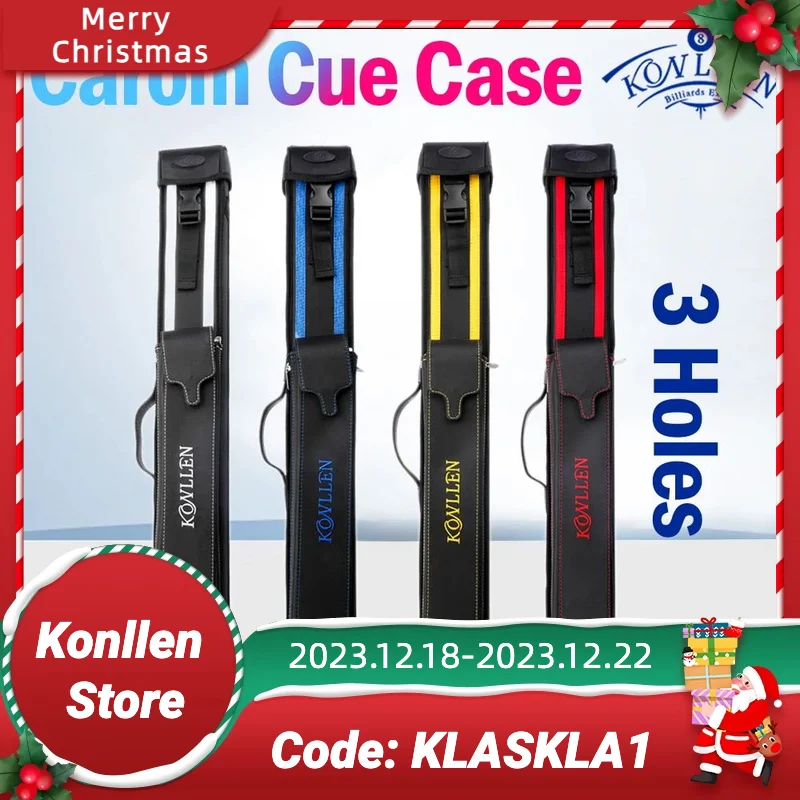 

KONLLEN Billiard Carom Cue Case 3 Holes 1 Butt 2 Shafts Cue Case Bag 82cm Length High-end Fabric Durable Billiards Accessories