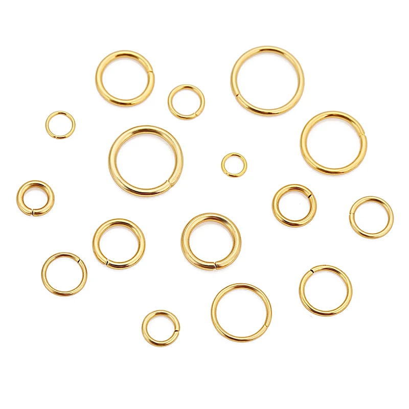 100pcs 고품질 18K 골드 도금 스테인레스 스틸 분할 반지 목걸이 팔찌 쥬얼리에 대 한 점프 반지 용품 찾기 만들기