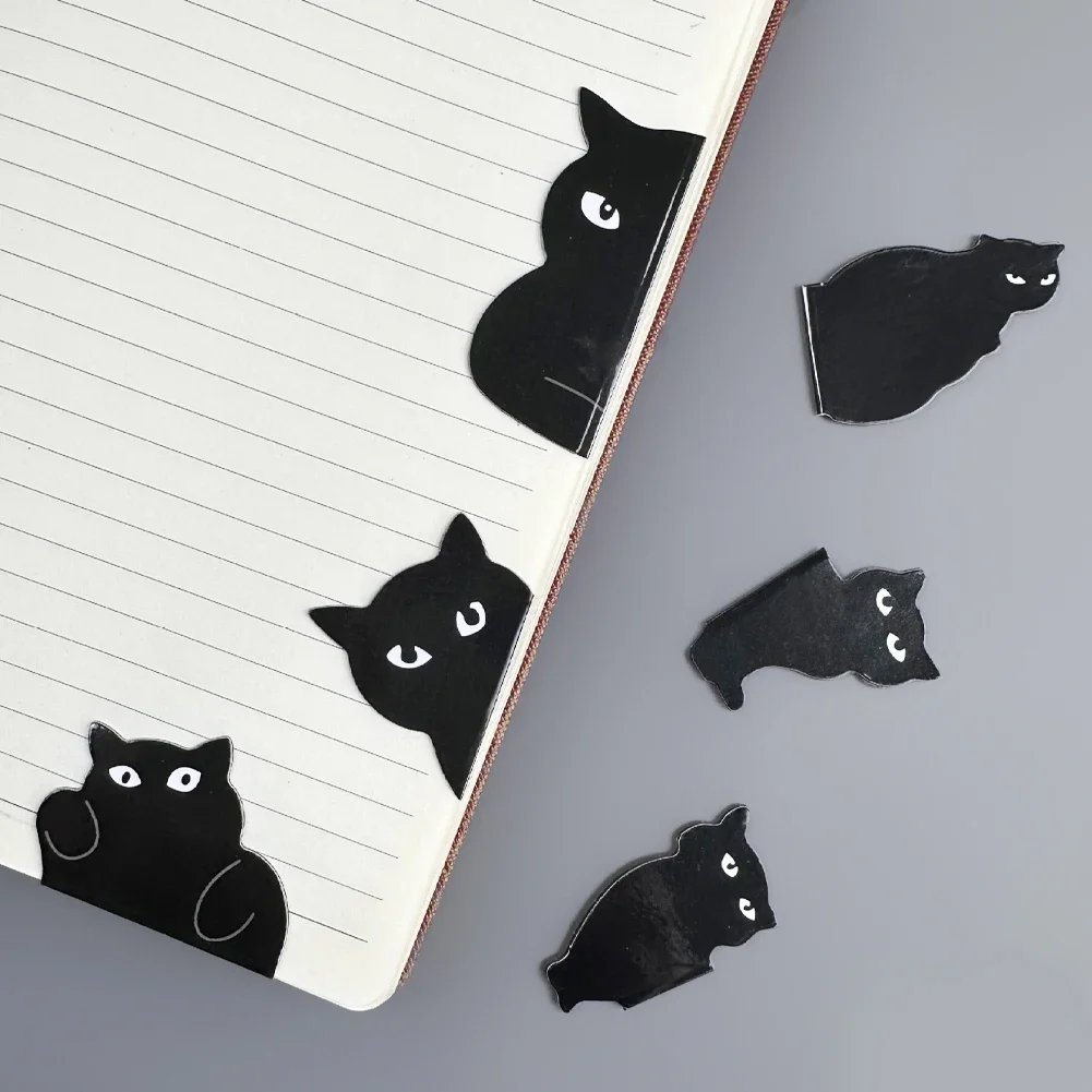 6Pcs Black Cat Magnetic Bookmark Stationery Creative Students Book Clip Personality Pagination Mark School Stationery Supplies