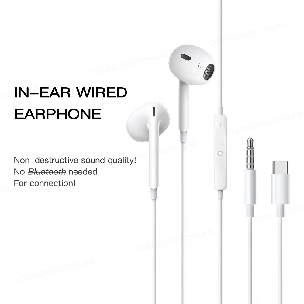 Original Type C Wired Earphones for Apple iphone 16 15 Samsung Galaxy S23 S21 S22 Ultra Plus