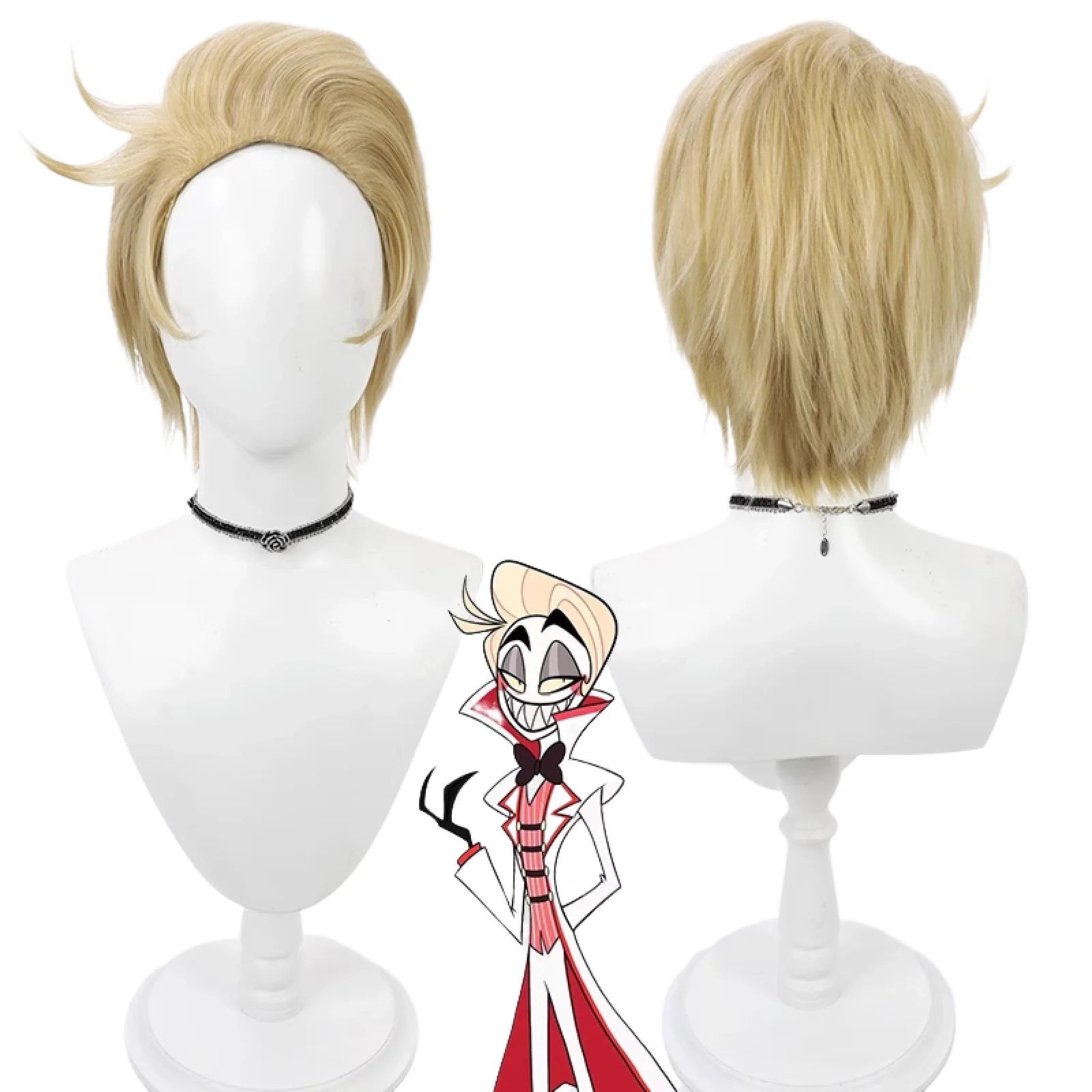 Anime Lucifer Cosplay Morning Star Costume Wigs Short Heat Resistant Synthetic Hair Halloween Party Role Play Carnival Props