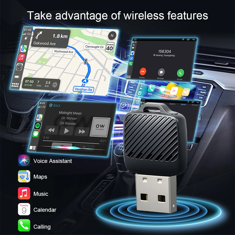2 in 1 Wireless CarPlay Dongle for OEM Car Radio Adapter Wired to Wireless CarPlay Android Auto Mini Carplay&Auto Box