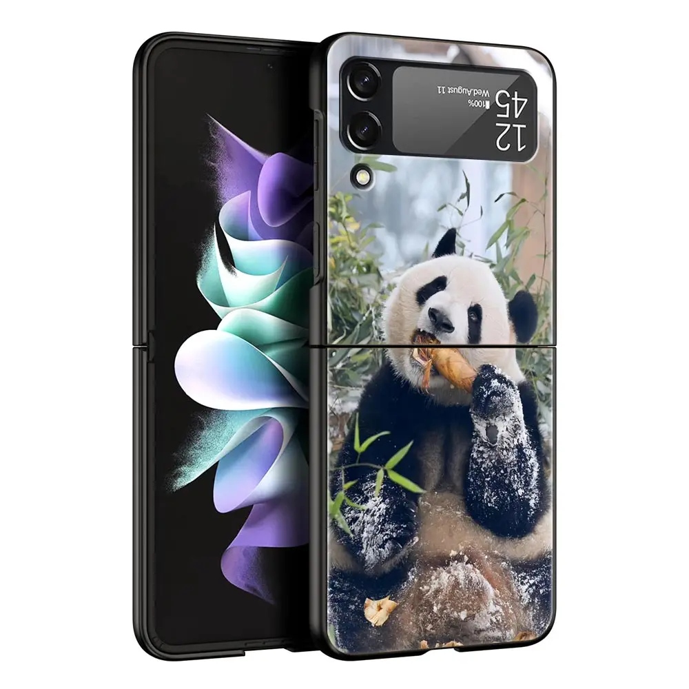 Luxury Black Folding Phone Case with Fubao Panda Design