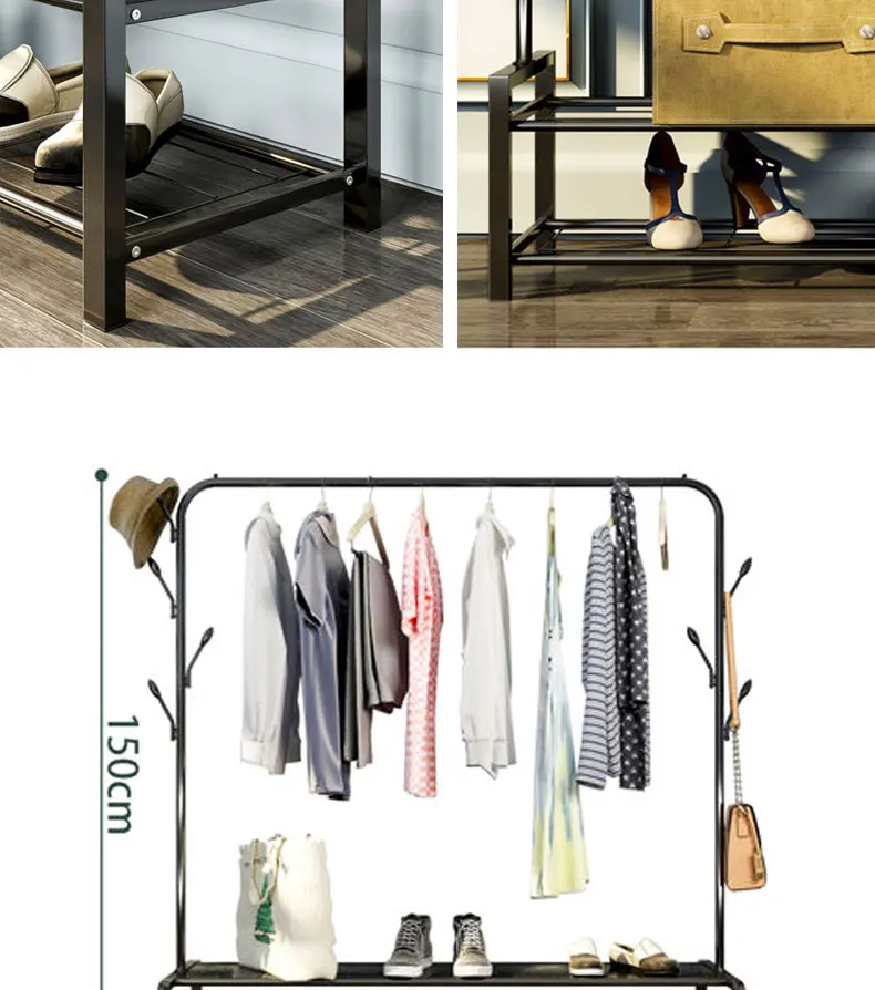 Rack Clothes Floor Bedroom Floor Rack Clothes Double Furniture