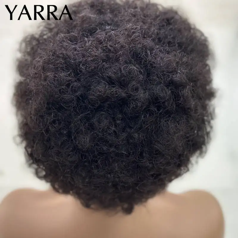 Afro Kinky Curly Human Hair Short Pixie Cut Wigs 13x1 Brazilian Remy Hair Bob Wig Transparent Lace Wig Preplucked Hairline Yarra