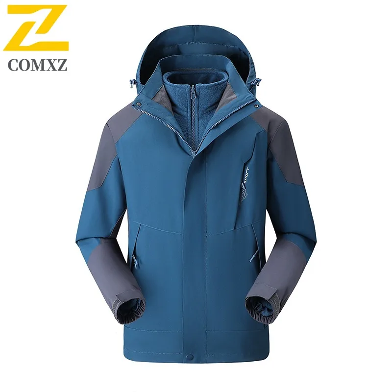 COMXZ Men Adventure Jacket Timeless 3-in-1 Design Outdoor Windproof Motorcycle Coat Comfort Fashion Autumn Men Windbreaker