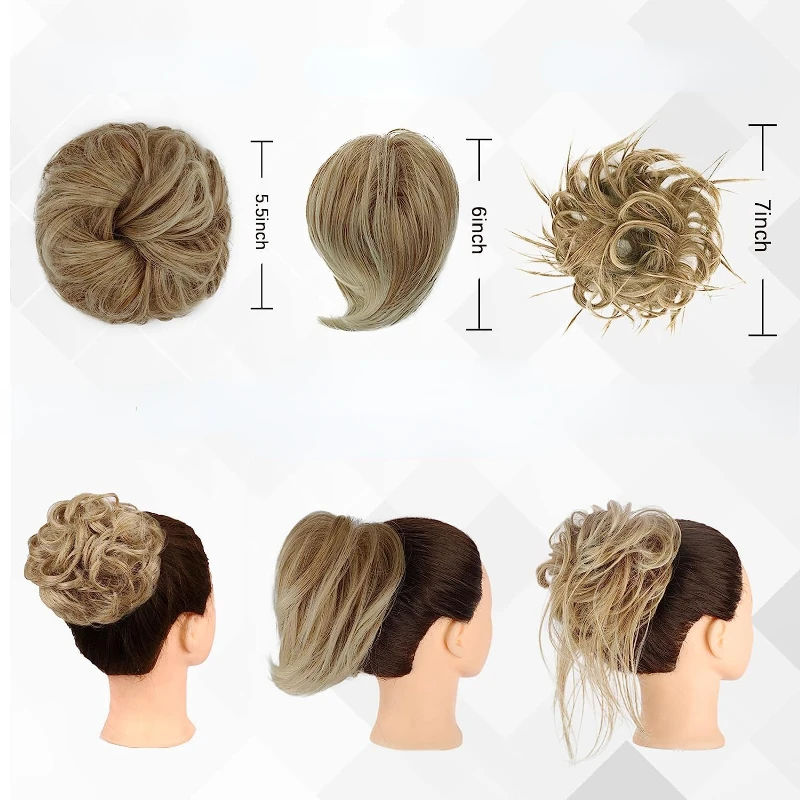 5 messy bun hair patches for women's bun hair patches messy curly for extensions ponytail elastic