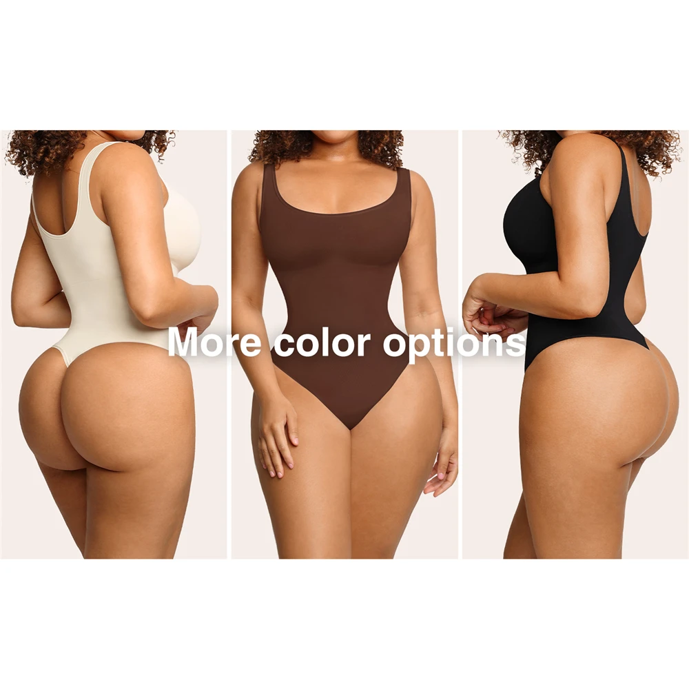 Bodysuit Thong Corset Slimming Sheath Woman Flat Belly Shapewear Waist  Trainer Fajas Body Shape Square Neck Tank Tops Bodysuit