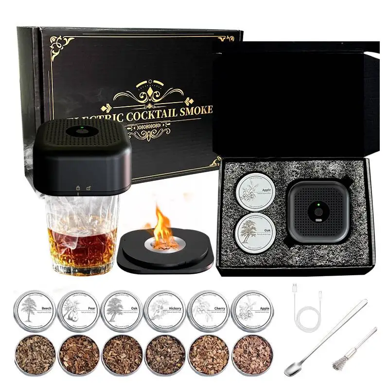 XIEYIGMO Electric Whiskey Smoker Kit - Cocktail Smoke-r With Wood Chips, Rechargeable (No Butane)