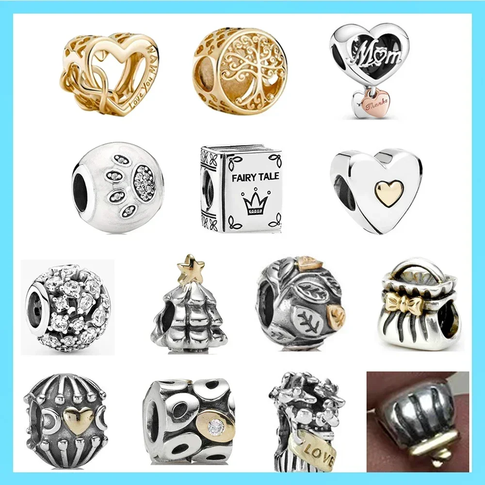 

Pan 925 Sterling Silver Gold Limited New Gold Color Mother's Day Love String Jewelry DIY Bracelet Beads Female Magic Books