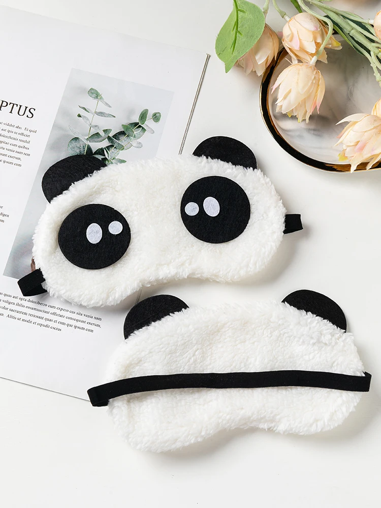 Мультяшная панда, маска для сна, плюшевая ткань, мягкие нашивки для ...