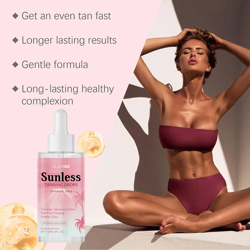 Sunless Tanning Drops To Drink Moisturizing Bronzer Natural Tanner For Sun-Kissed-Glow For Face Body Outdoor Sunscreen Care