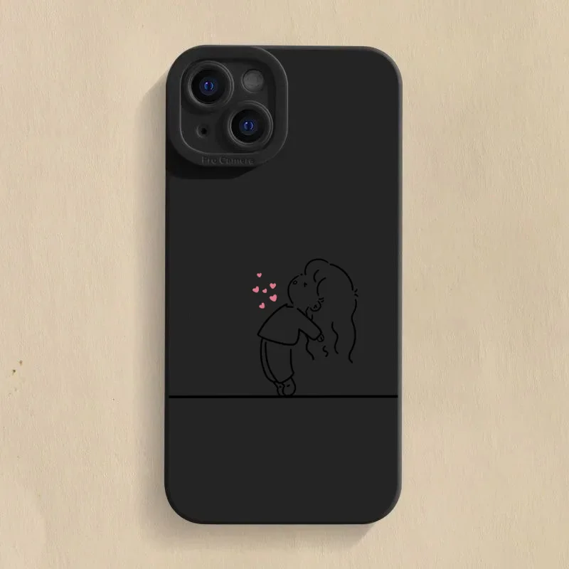Adorable Silicone Phone Case with Matching Couple Design