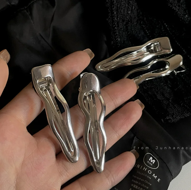 

Metal Wave Barrettes Special-Interest Design Cold Wind Ins Clip Bang Clip Duckbill Clip Side Clip Hairpin Headdress Female