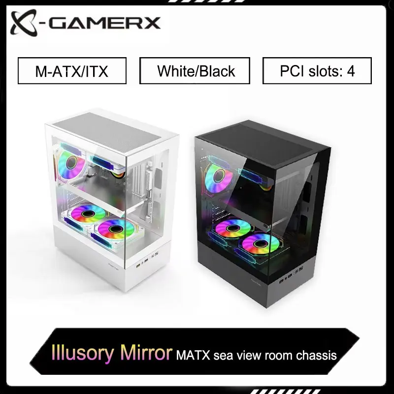 Power Train Illusory Mirror Black/White MATX Sea View Room Case 240 Water Cooled Cooling Desktop Assembled Computer Case