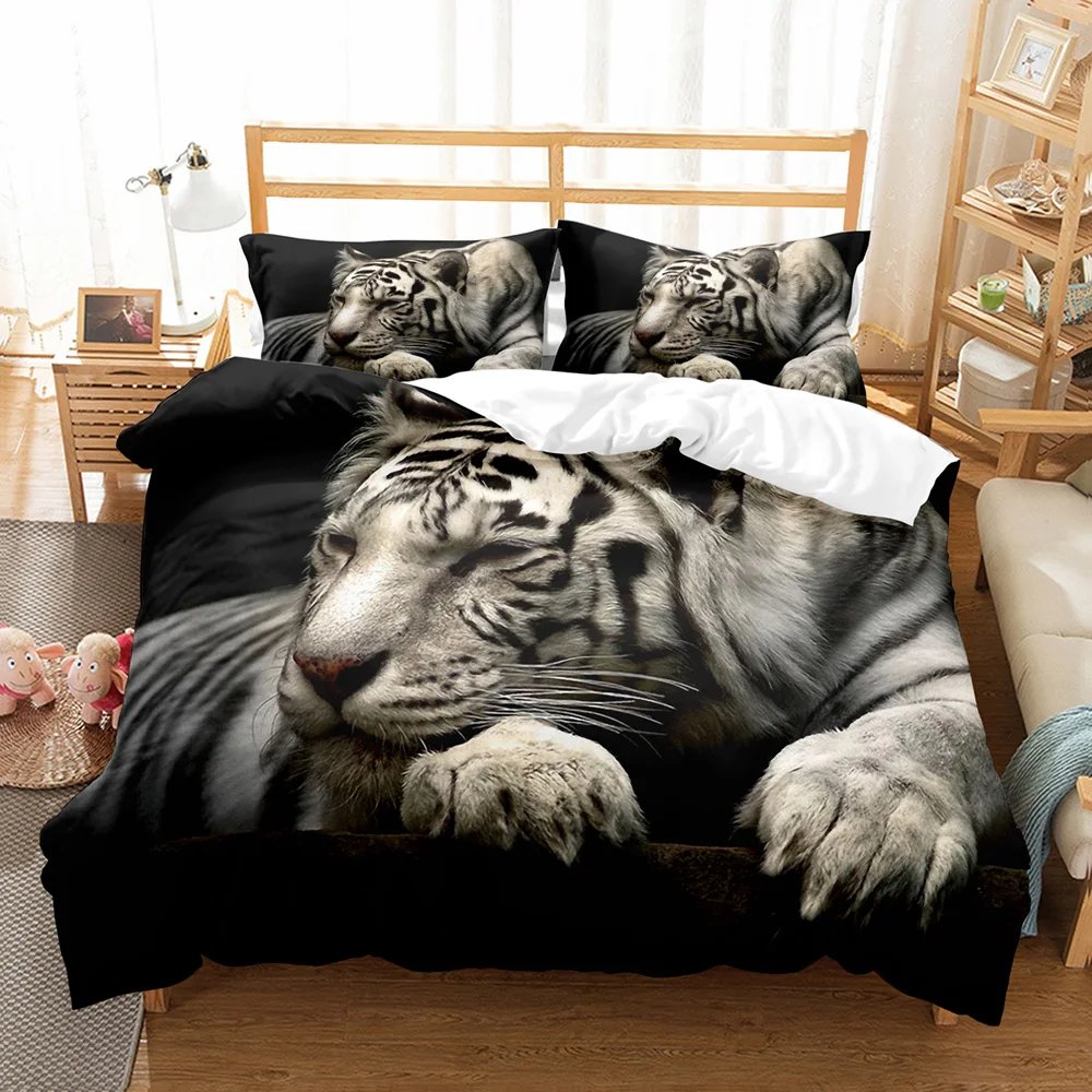 Animal White Tiger Bedding Set Scenery Comforter 3D Print Luxury Duvet