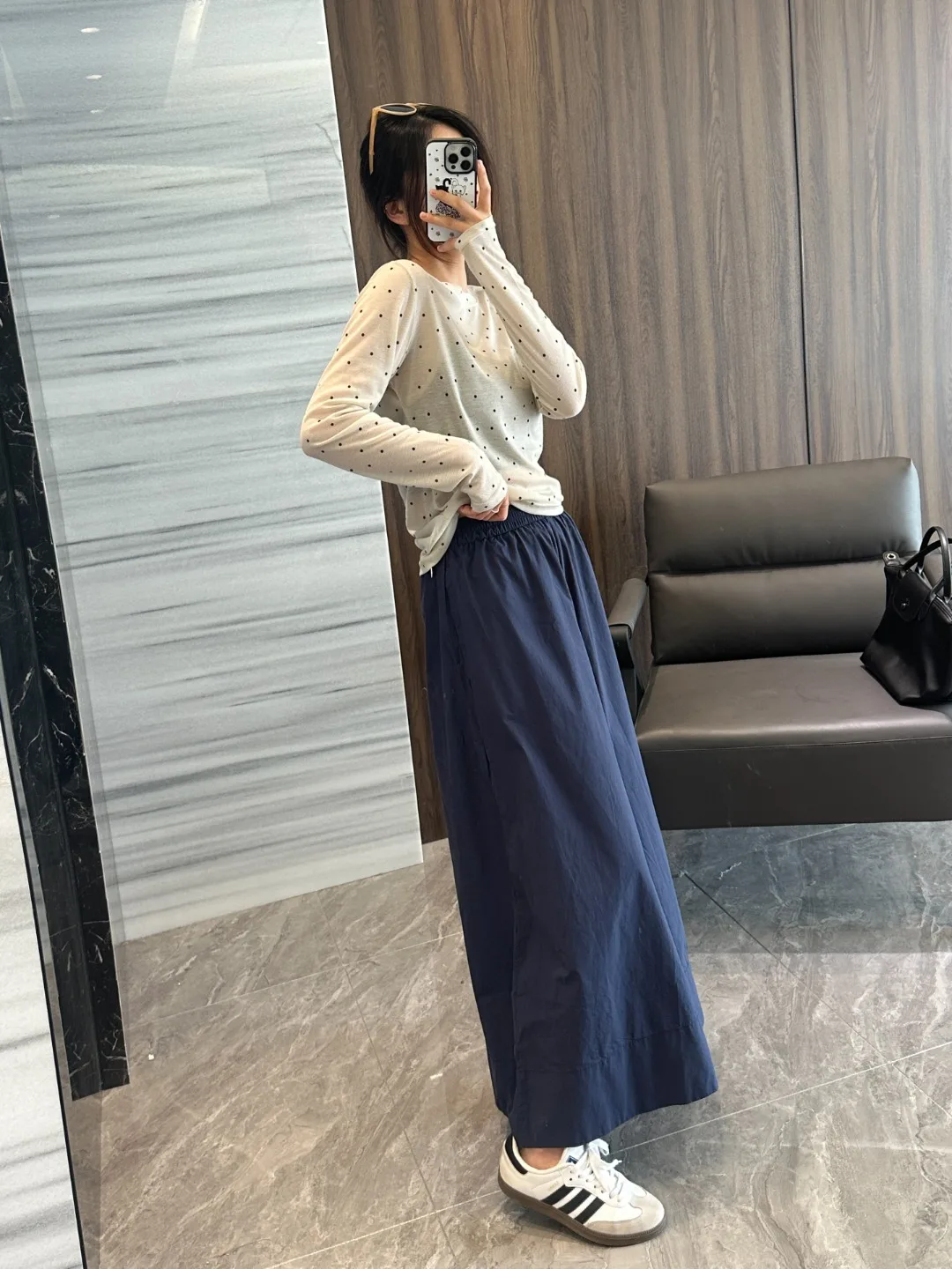 

Women's Casual Stretch Waist Wide Leg Skirt Pants Pure Cotton Lightweight Fabric Wide Leg Hem Multi-Pleated