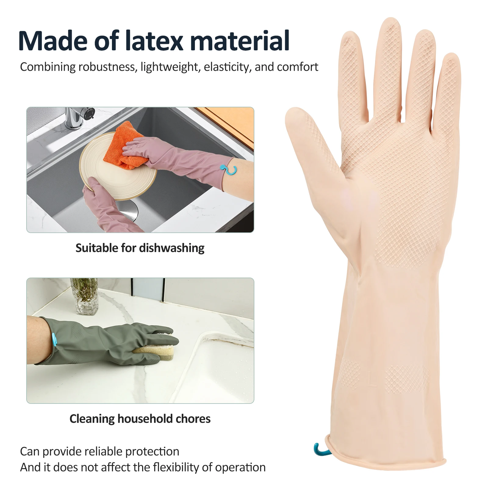 Waterproof Latex Dishwashing Gloves for Kitchen Cleaning