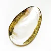 Natural Shell Tray With Golden Metal Edge Mother of Pearl Restaurant Serving Plate Dish Bowl Jewelry Holder Photography Props 2
