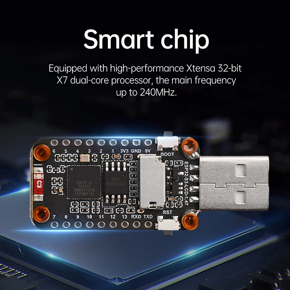 ESP32-S3 Development Board With 1.47" LCD Display - 240MHz Dual-Core Processor With Wi-Fi & Bluetooth 5