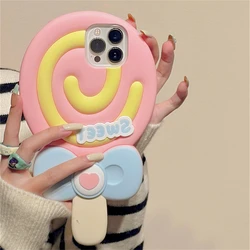 Korean Cute 3D Lollipop Pink Silicone Phone Case - Fun Cartoon Protection Soft Cover - iPhone 11 (A)