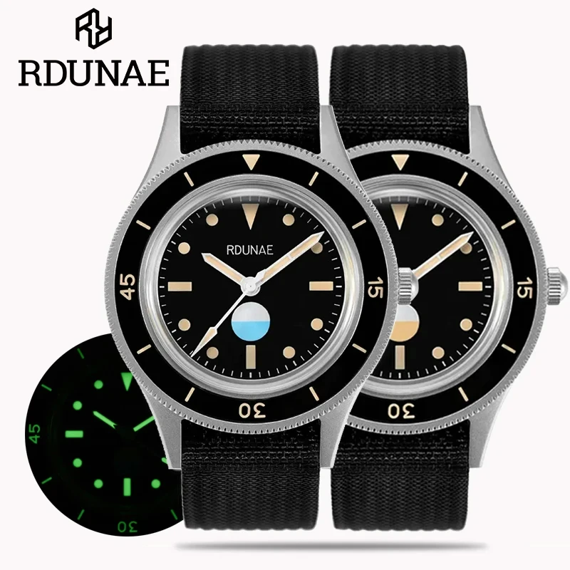 

Новинка 2024, модные мужские автоматические механические часы RDUNAE для дайвинга, роскошные светящиеся водонепроницаемые часы с сапфировым стеклом в стиле ретро, 20 бар, мужские часы