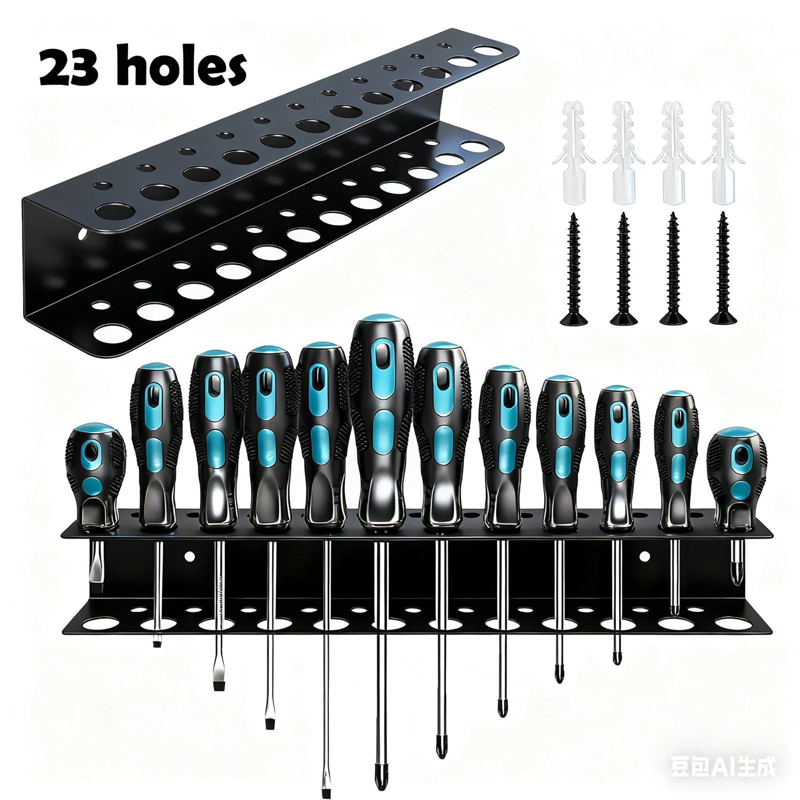 Organisateur de tournevis et de pinces en métal, support à outils mural avec emplacements à outils, gain de place, rangement d'atelier de Garage antirouille
