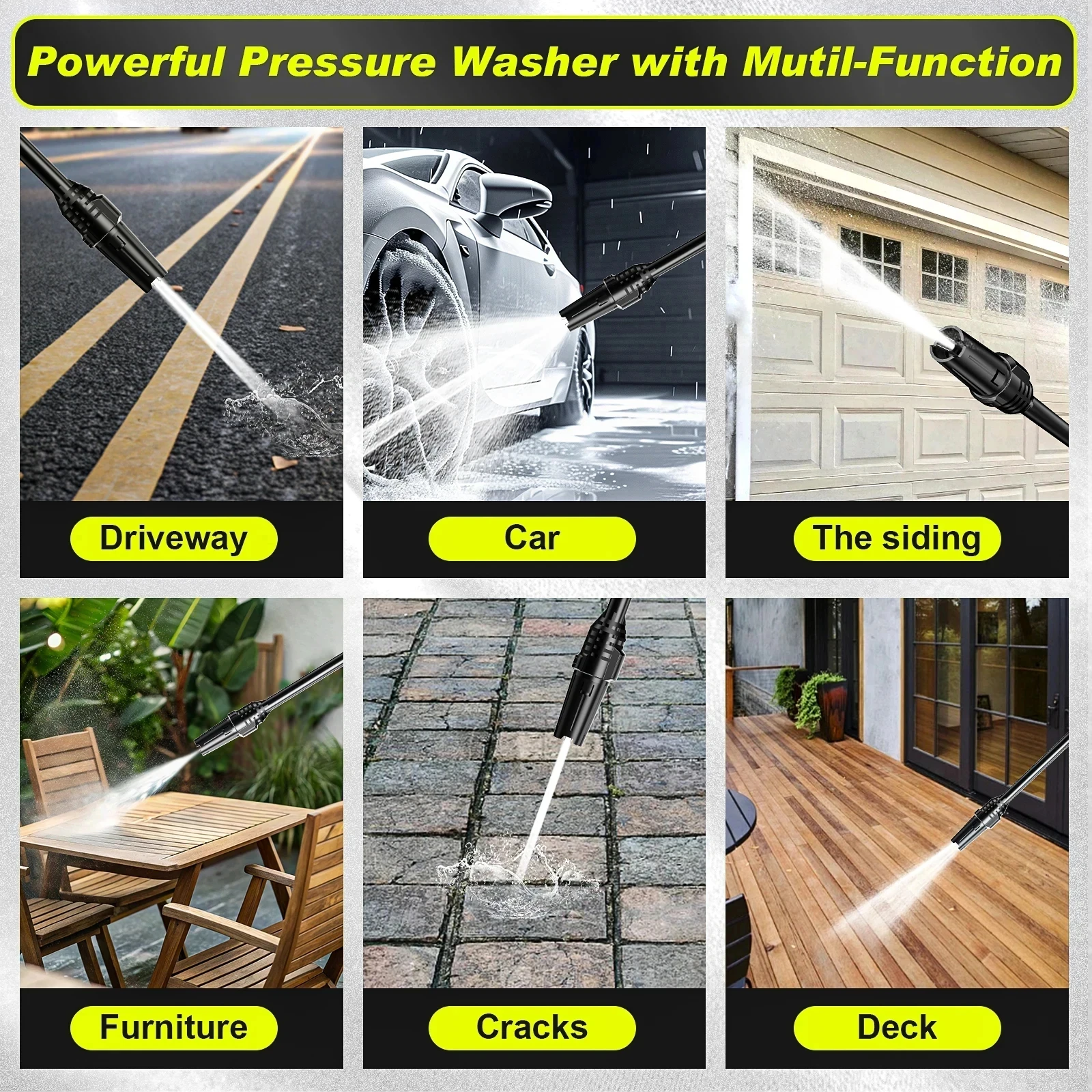 Gisam 2200W Electric Pressure Washer with Spray Gun and 180° Adjustable Nozzle - Image 6