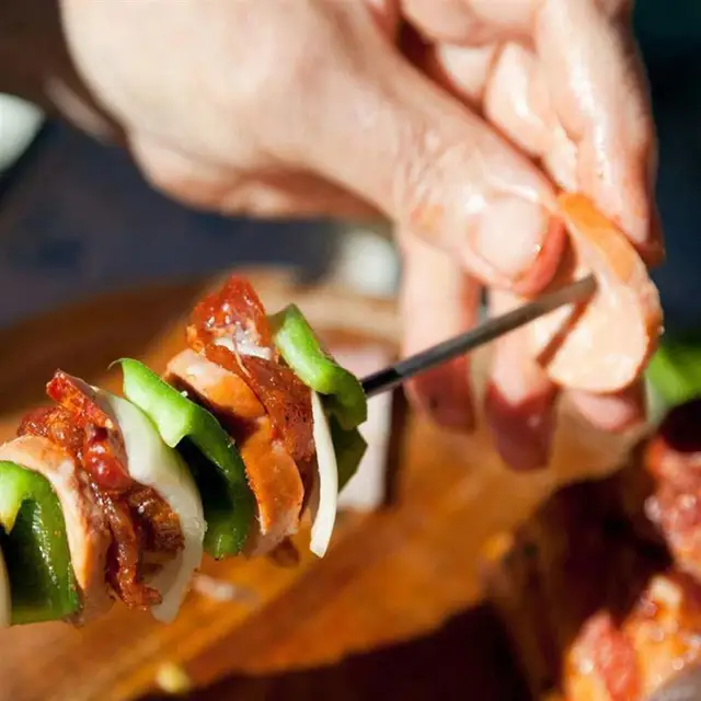 20Db Yakitori Nyárs Rozsdamentes Acél Libamagú Tű Grillezés Előétel Fém 15X2.5X0.2Cm Újrafelhasználható Bbq Ezüst - Image 5