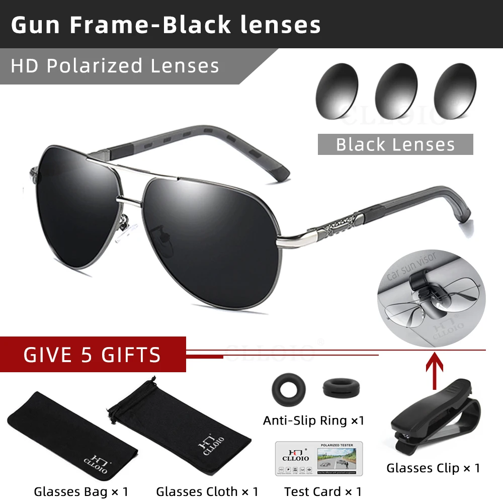 CLLOIO Unisex Vintage Polarized Aluminum Sunglasses - Classic Pilot Design