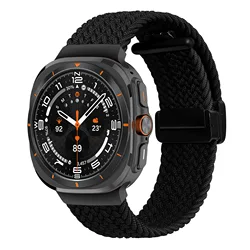 Magnetic Braided Nylon Strap - Premium Wrist Belt Bracelet Accessory for Galaxy 7 Ultra 47mm (Black)