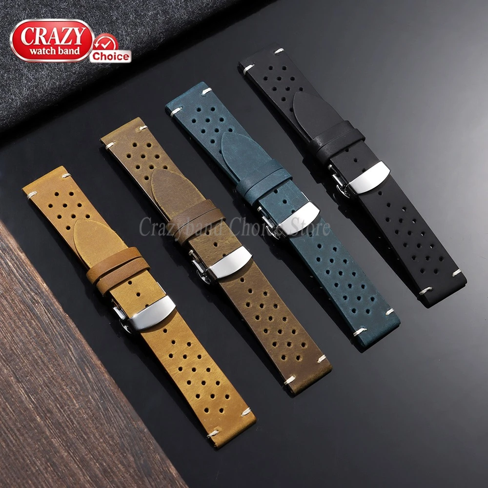 Elegant Handmade Leather Watch Band - Premium Cowhide in Brown & Black