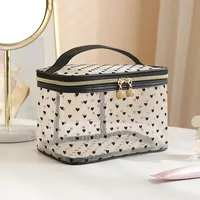 Double-layers Black Mesh Cosmetic Bag Travel Portable Large-Capacity Makeup Case Organizer Storage Pouch Zipper Toiletry Bags 2