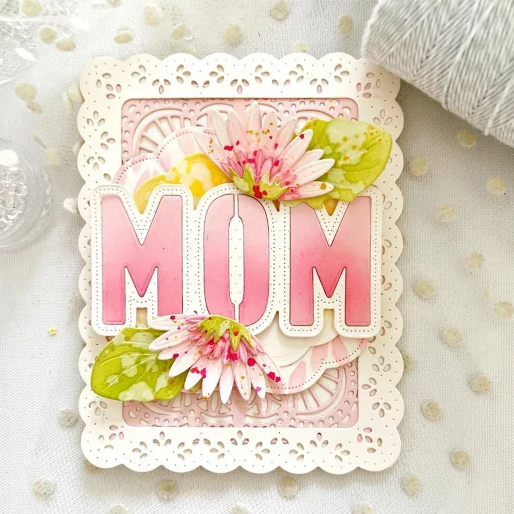 풍선 하트 프레임 금속 커팅 다이 LOVE MOM HOME 단어 다이컷 세트 발렌타인 DIY 스크랩북 종이 카드 엠보싱 공예 신제품