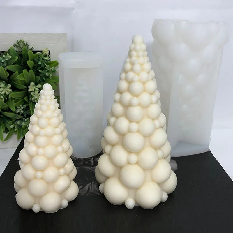 3D Bubble Christmas Tree Silicone Candle Mold Handmade Scented Candle Making Kit Gypsum Resin Soap Mould Christmas Decor Gifts