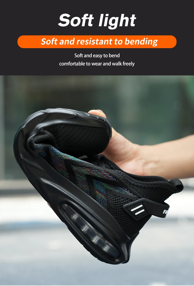 Scarpe protettive da uomo leggere con cuscino d'aria di sicurezza da lavoro, puntale in acciaio, stivali di sicurezza antiscivolo a prova di foratura da uomo_voghion.com