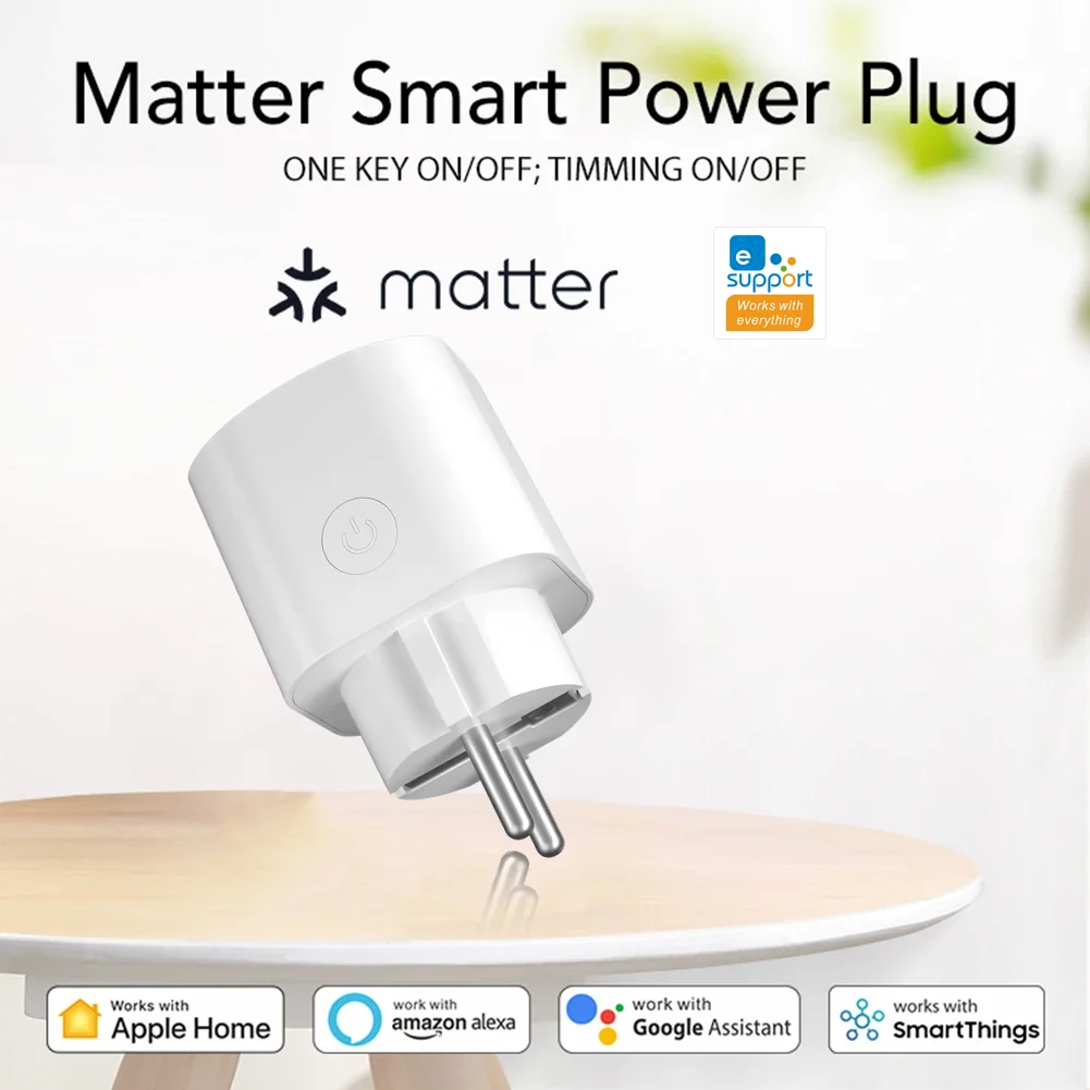 Smart EU Plug Matter WiFi Socket 16A Timer Outlet Support EWeLink Apple Homekit with Google Home Alexa smart switch,smart socket,wifi switch,smart plug socket,smart wifi switch,wireless switch
