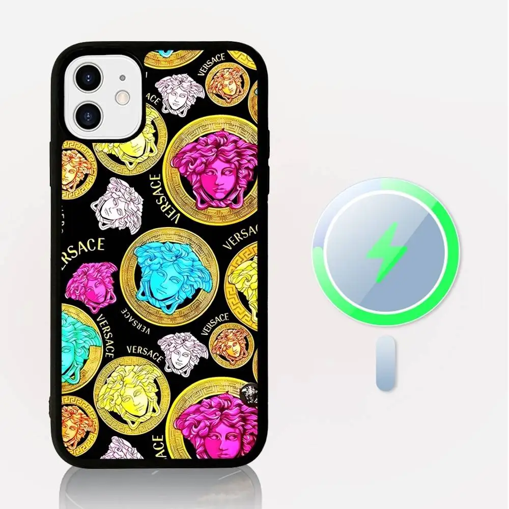 Luxury V-Versace Designer Phone Case with MagSafe Compatibility