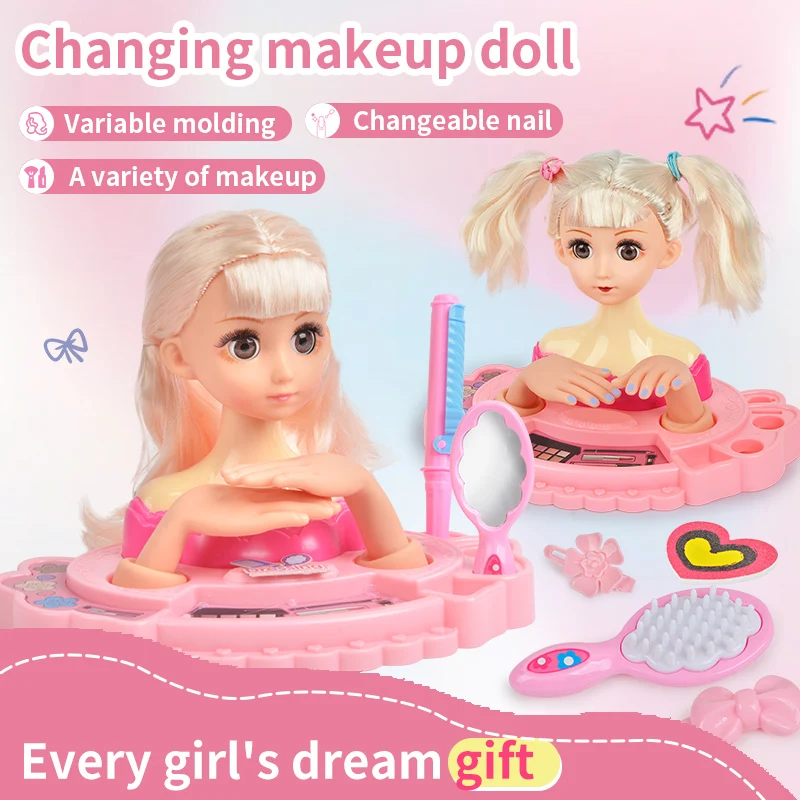 Princess Pretend Toys Reborn Doll Children's Dolls Toys Hair Salon Mannequin Head DIY Braiding Exercises 3-8 Year Old Girls Toys Birthday Holiday Gifts