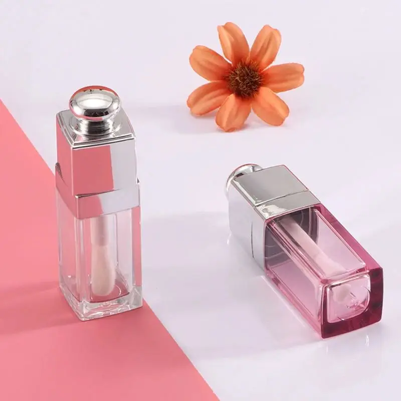 

10ML Mini Lip Gloss Bottles Empty Lip Gloss Tube Silver Pink Plastic Lip Gloss Tube Packing Container