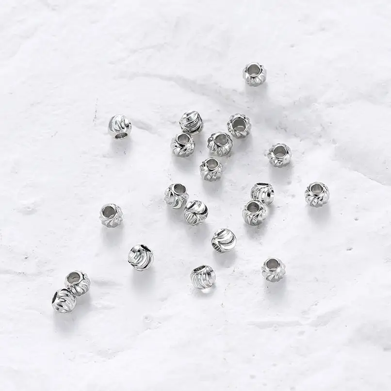 18K Gold Plated Striped Cut Flower Beads Earring Necklace Loose Spacer Beads Bulk For DIY Jewelry Findings 20pcs/lot