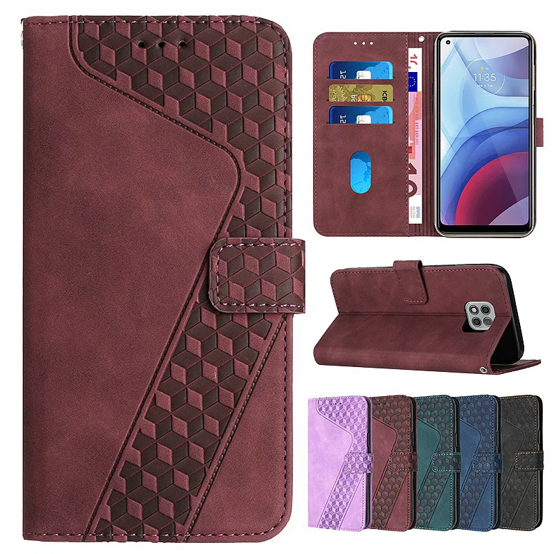 Custodia A Portafoglio Per Motorola Moto G Power 2021/Moto G Power 2022 Flip Cover Geometrica 3D In Rilievo Per Moto G Stylus 2021/2022