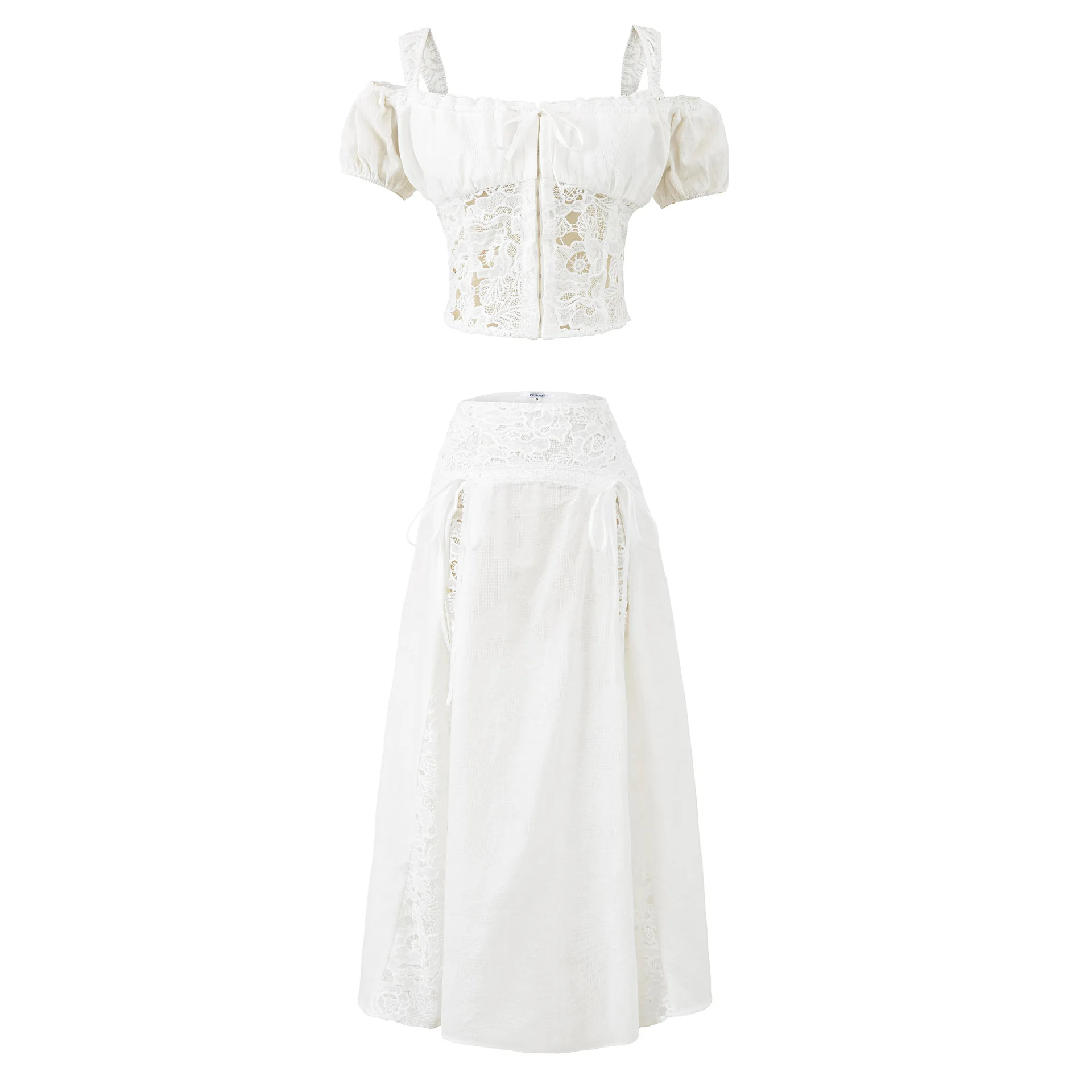 Women’s Lace Slim-Fit Suspender Top & High-Waisted Skirt Set 4