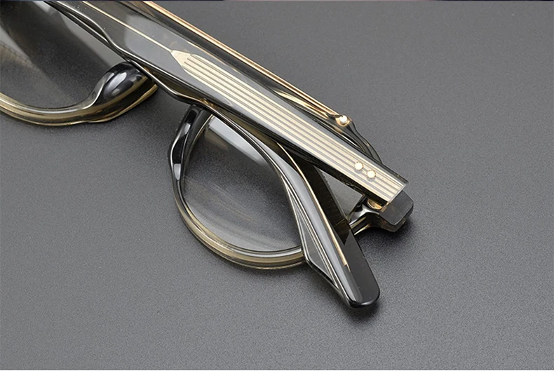 Handgemachte Acetat Doppelstrahl Oval Brillengestell Herrenmode Pilot 145mm Große Größe Brillen Vintage Designer Brillen Blaues Licht – Detail 7