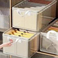 Foldable Storage Boxes Clothes Organizer Stackable T-Shirt and Pant Bins Waterproof PVC for Wardrobe Clothes Underwear Storage 2