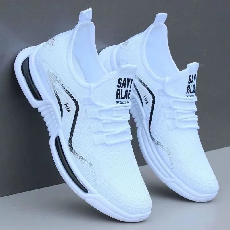 Breathable Thick Soft Bottom Shoes Male Lightweight Knitting Flats Mens Lace Up Running Shoes Casual Sneakers Zapatillas