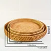 Hand-woven Japanese Bread Basket Steamed Bun Fruit Basket Living Room Household Round Tray Storage Basket 5